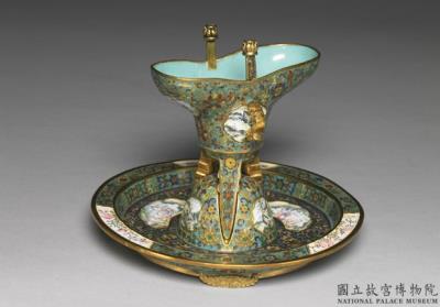 图片[2]-Jue cup and stand in cloisonne enamels, Qing dynasty, Qianlong reign (1736-1795)-China Archive